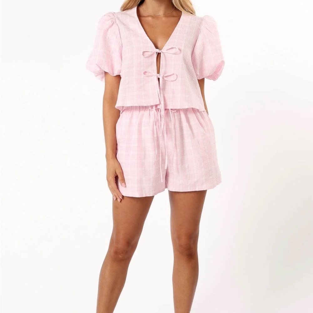Pink Plaid Two-Piece Set
